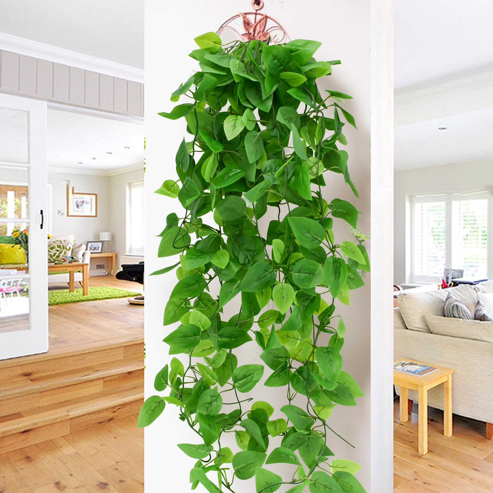 Amazon｜Bacucine 人工観葉植物 壁掛け ポトス 2個セット 造花